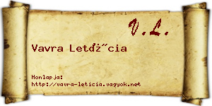 Vavra Letícia névjegykártya